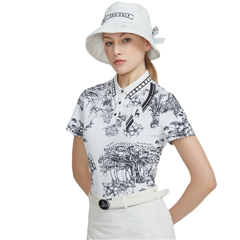 SVG Golf Women's Printed Short Sleeve Polo Shirt