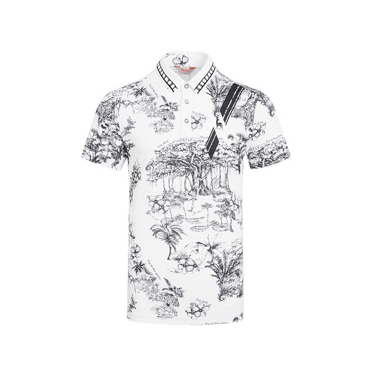 SVG Golf Men's Black & White Print Polo Shirt