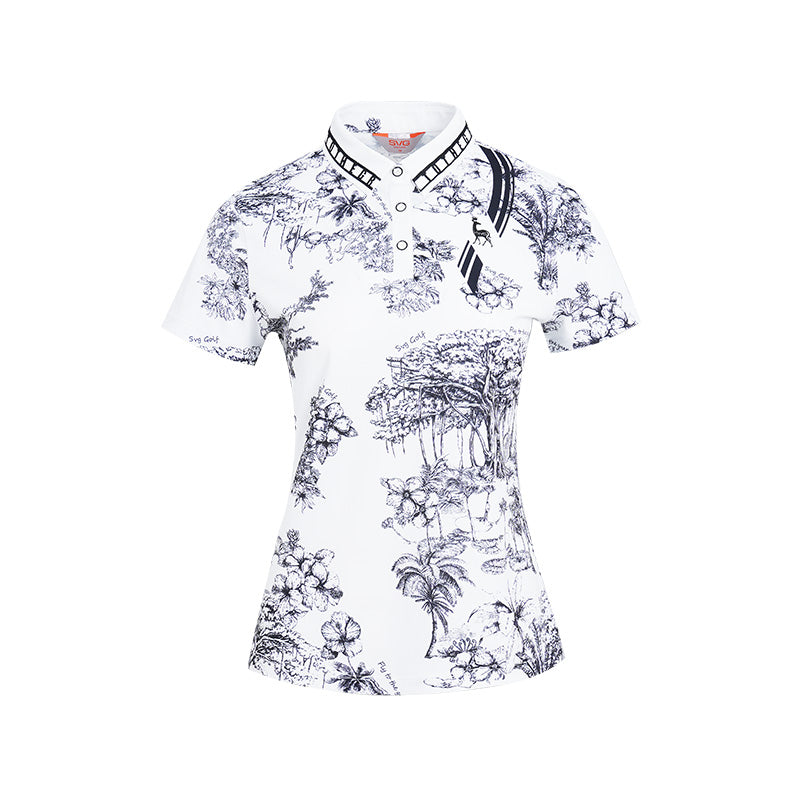 SVG Golf Women's Printed Short Sleeve Polo Shirt