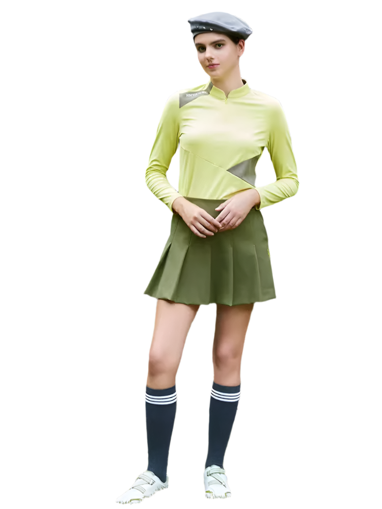 SVG Olive Green High Waist Pleated Skort
