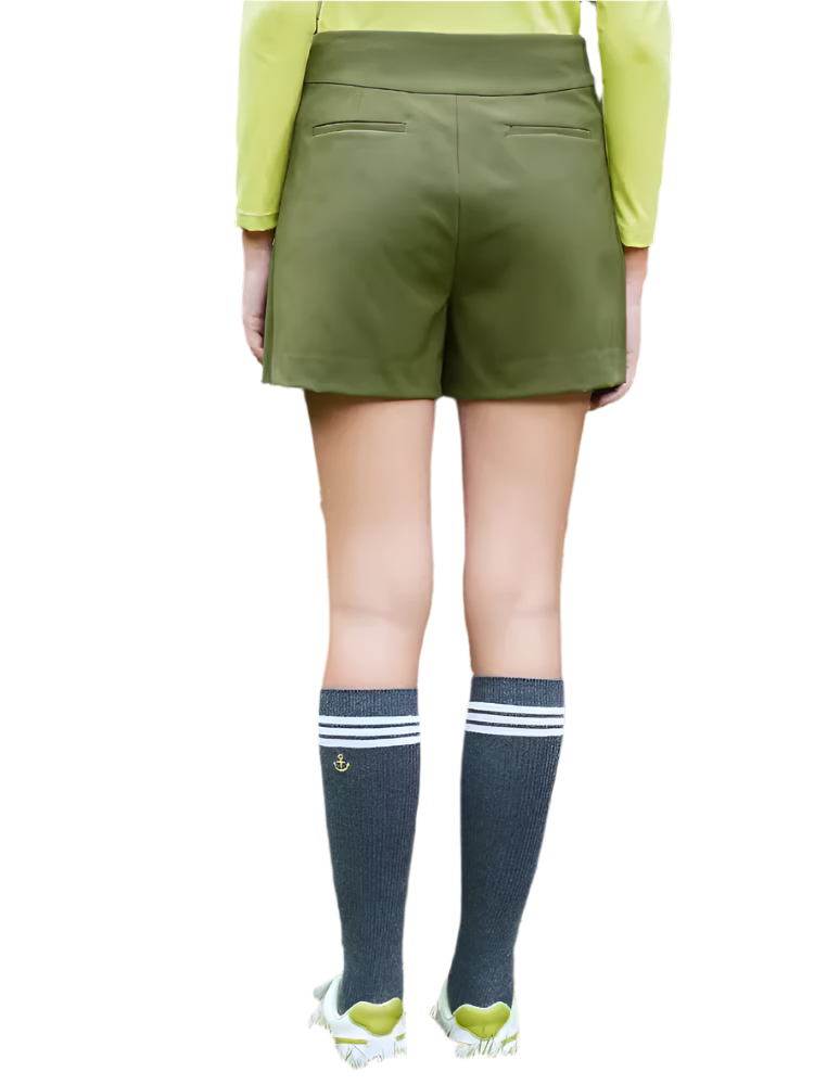 SVG Olive Green High Waist Pleated Skort