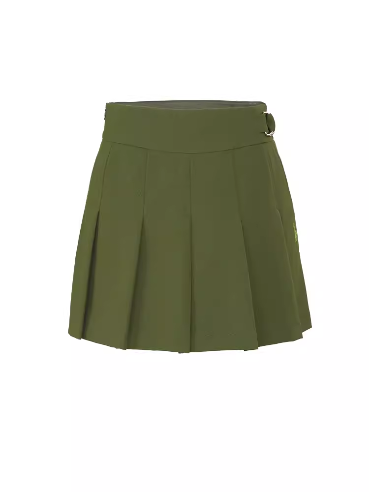 High waist pleated clearance skirt green