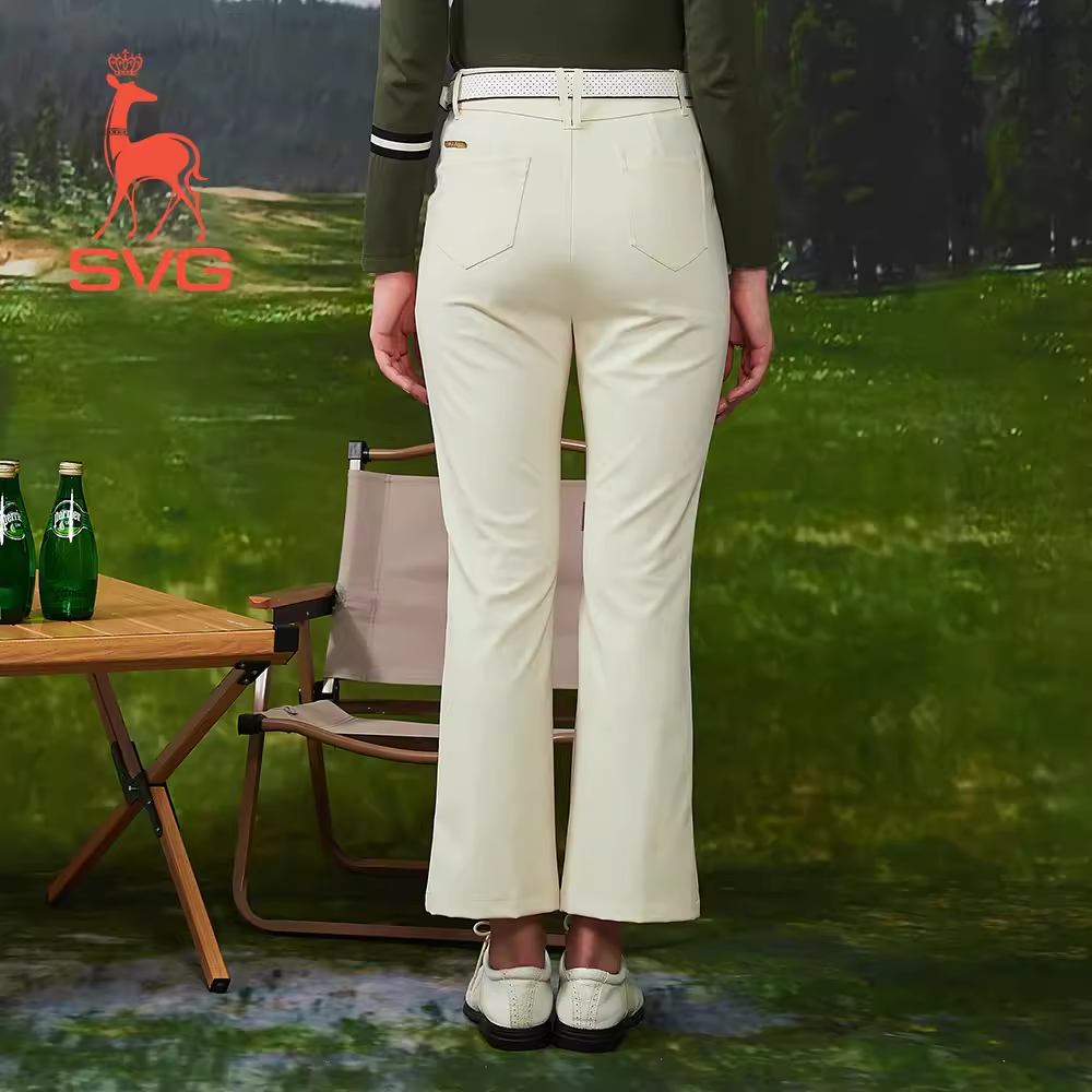 SVG Beige High-Waisted Cropped Pants