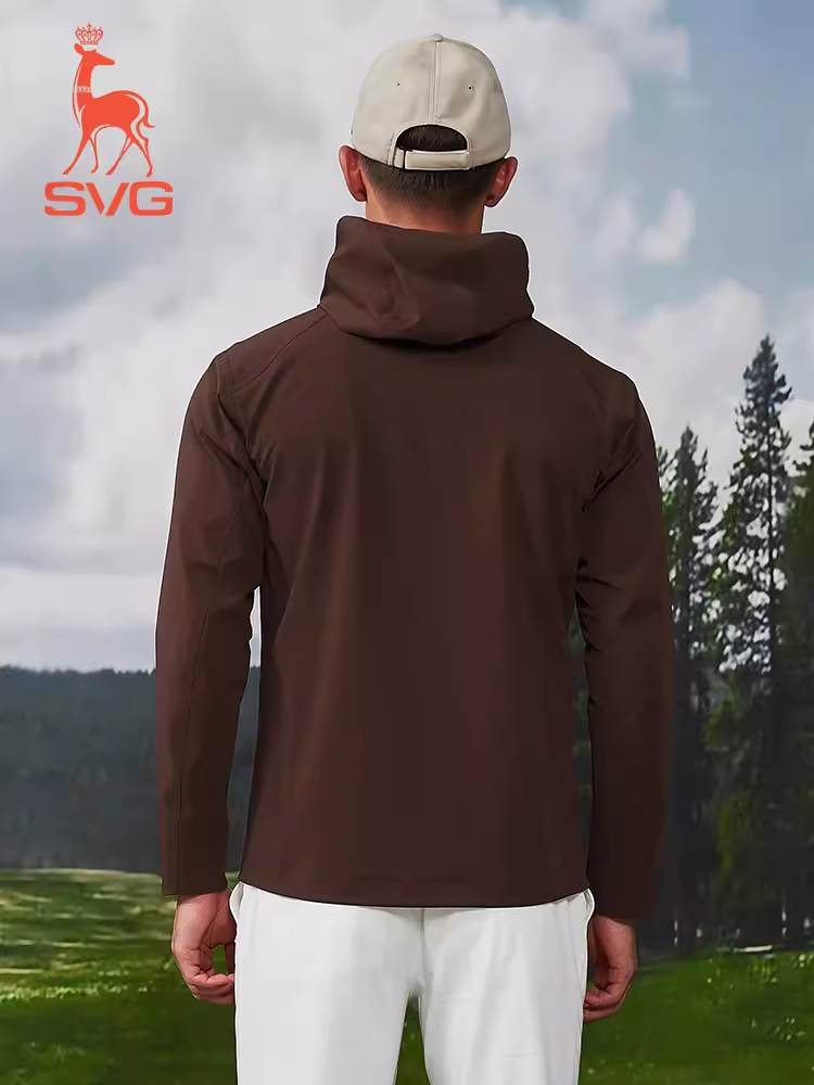 SVG Golf Men's Dark Brown Windproof Sports Jacket