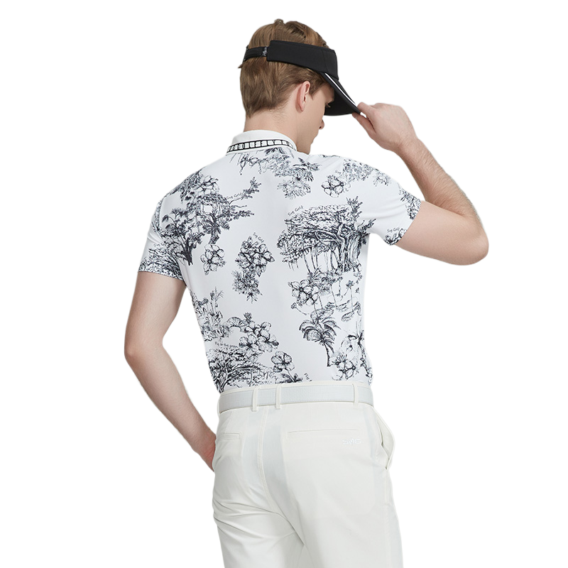 SVG Golf Men's Black & White Print Polo Shirt