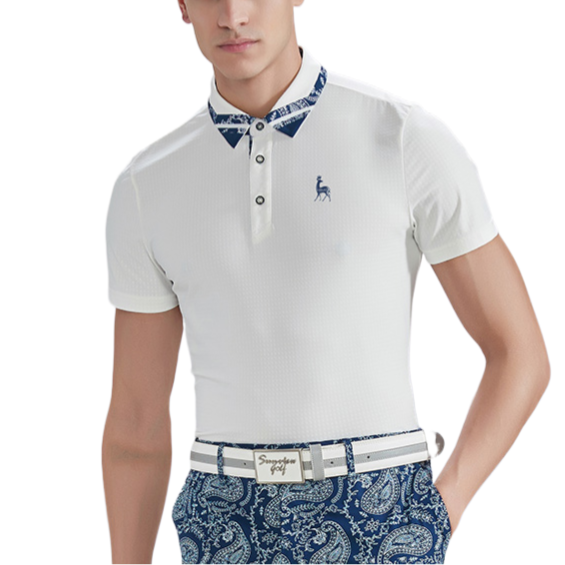 SVG Golf Men's  White Printed Short Sleeve T-Shirt