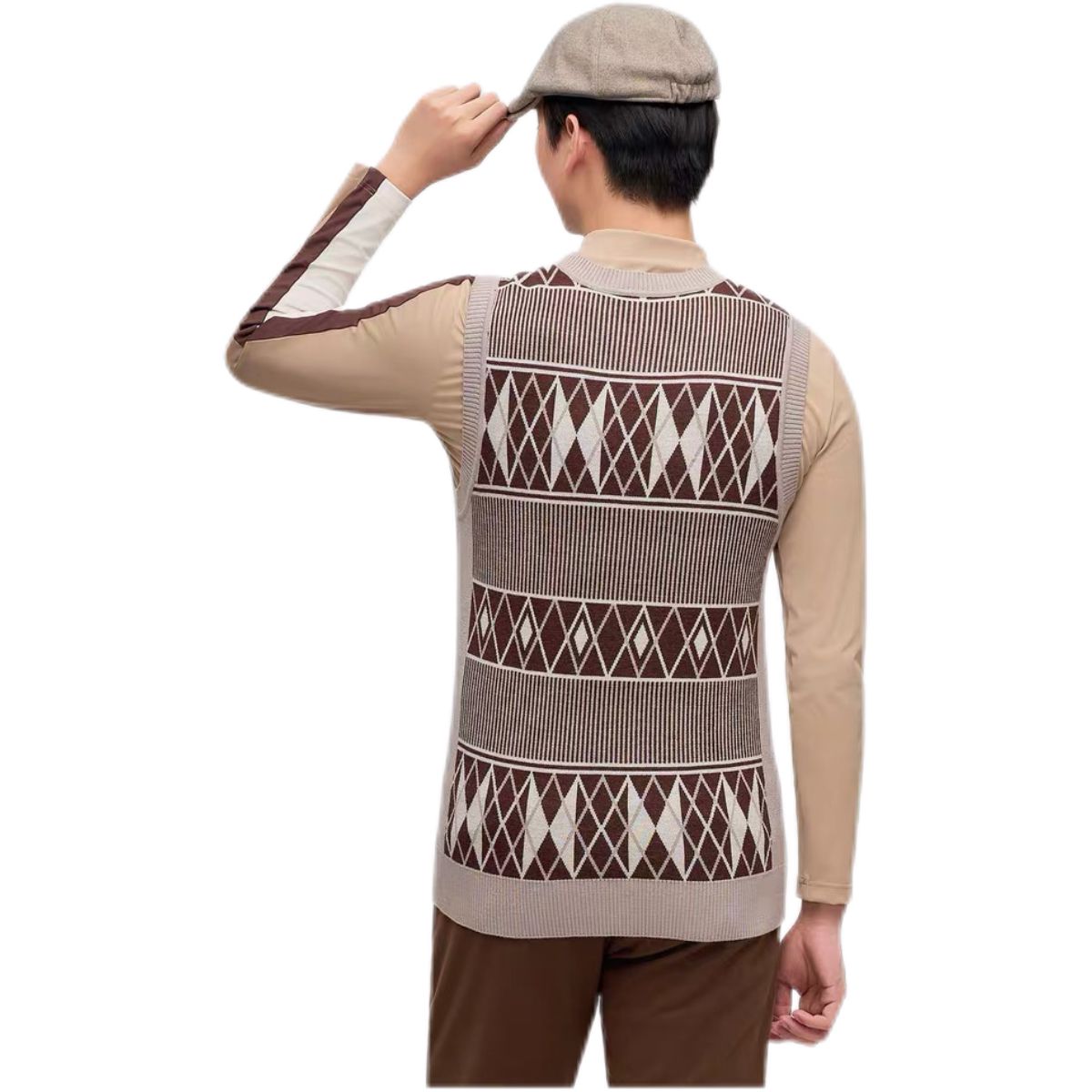 SVG Golf Men's Wool Vintage Plaid Knit Vest