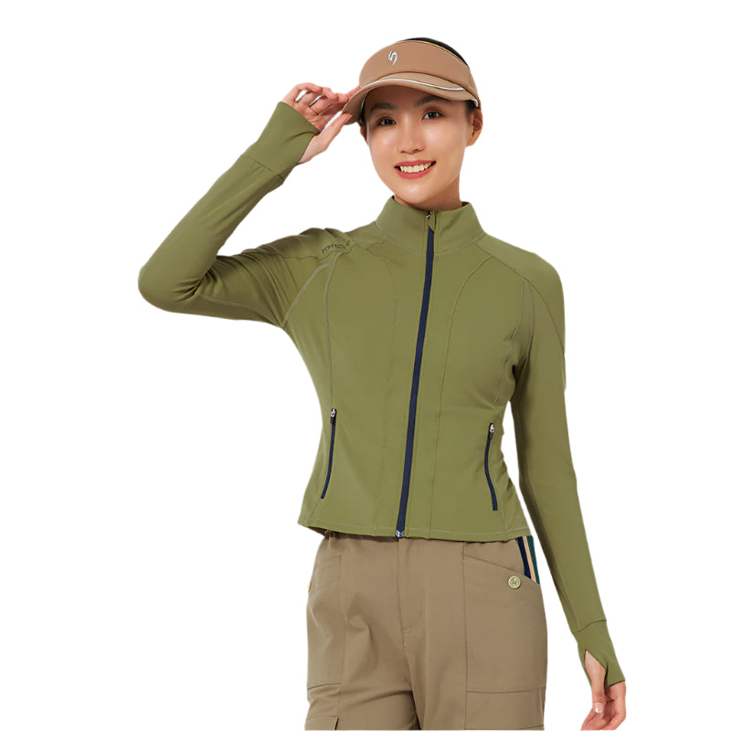 SVG Golf Women's Olive Green Full Zip Long Sleeve Jacket Slim Fit