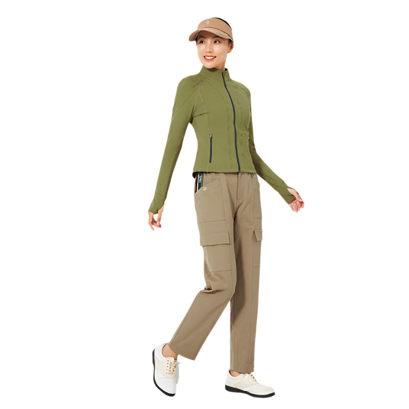 SVG Golf Women's Olive Green Full Zip Long Sleeve Jacket Slim Fit