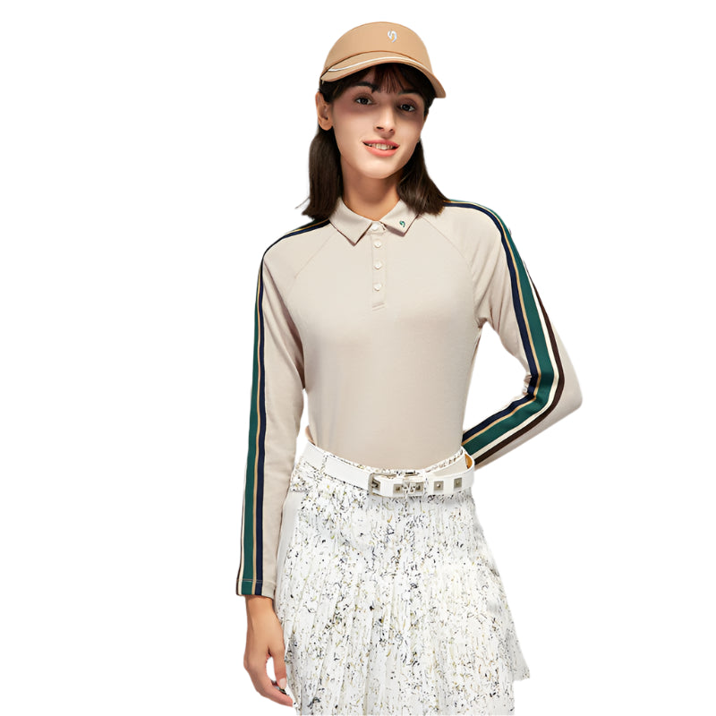 SVG Golf Women's Contrast Color Stitching Long Sleeve Polo Shirt