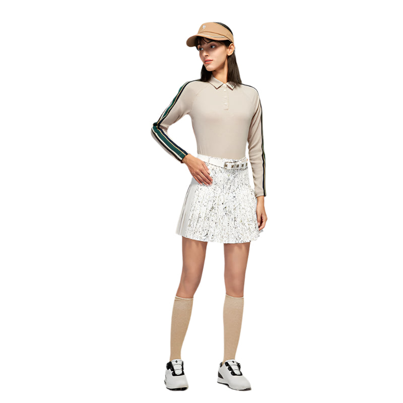 SVG Golf Women's Contrast Color Stitching Long Sleeve Polo Shirt