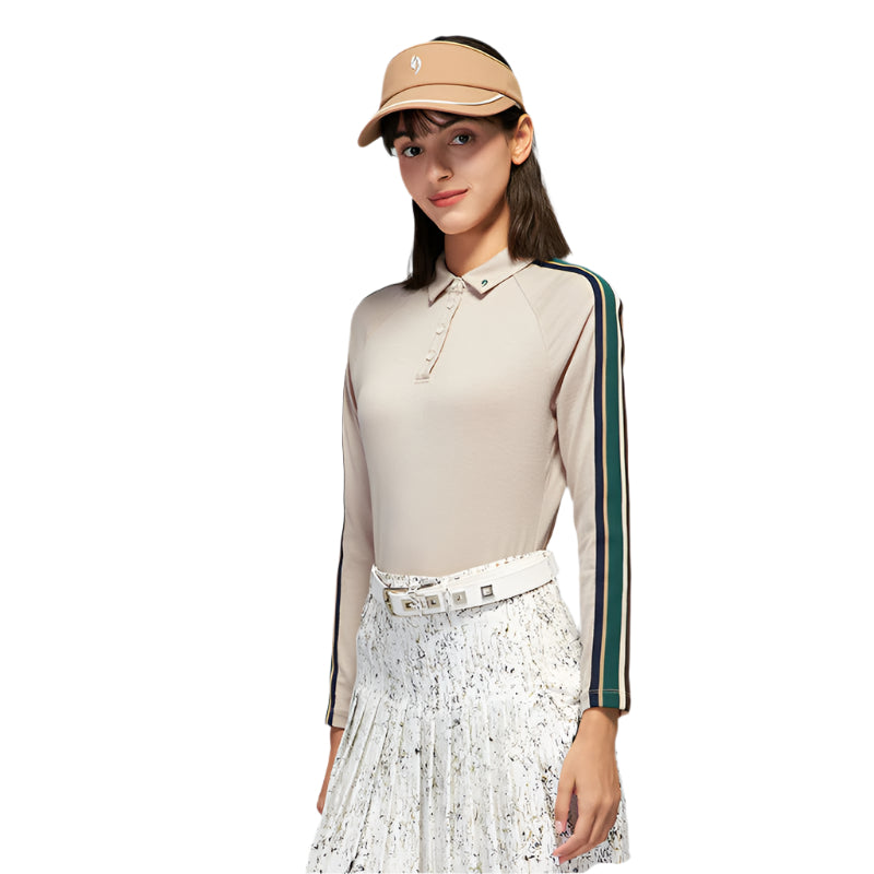 SVG Golf Women's Contrast Color Stitching Long Sleeve Polo Shirt