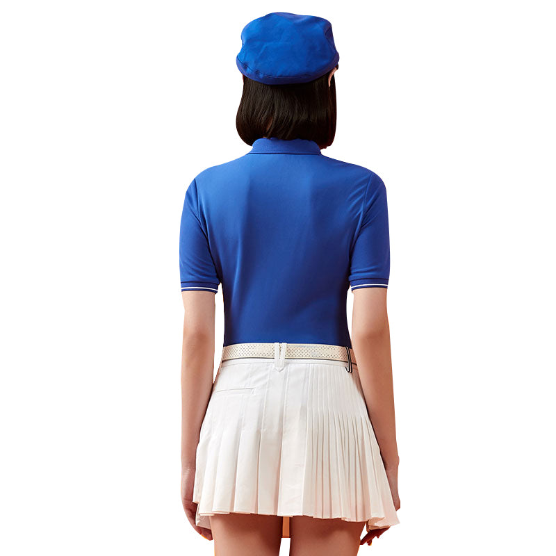 SVG Golf Women's Royal Blue V-Neck Short-sleeved Lapel Polo Shirt