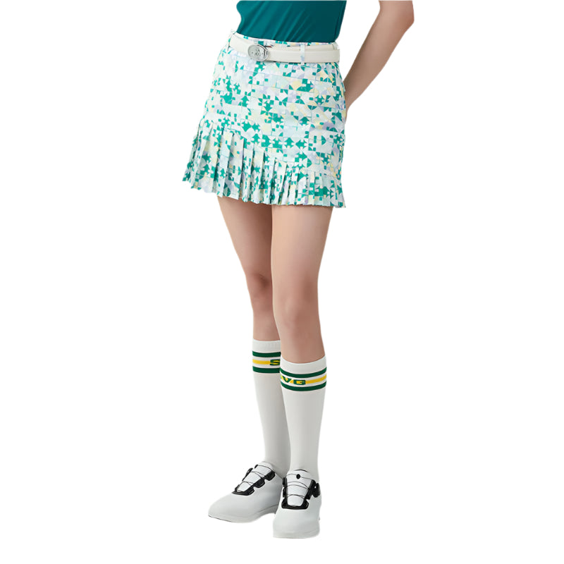SVG Blue & Green Plaid Print Pleated Skirt