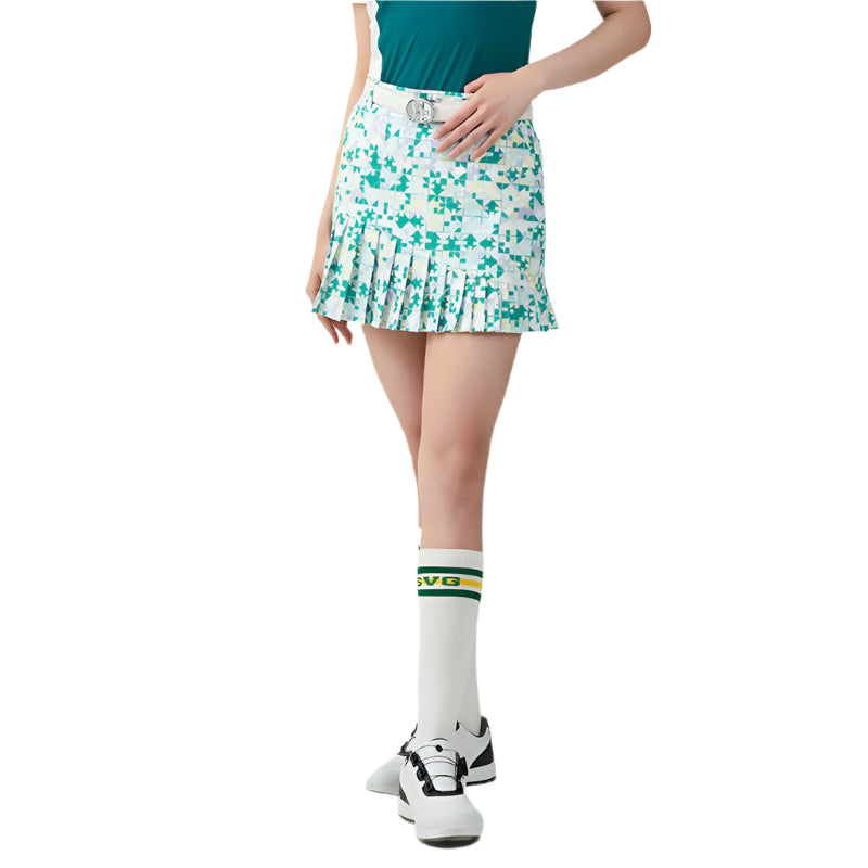 SVG Blue & Green Plaid Print Pleated Skirt