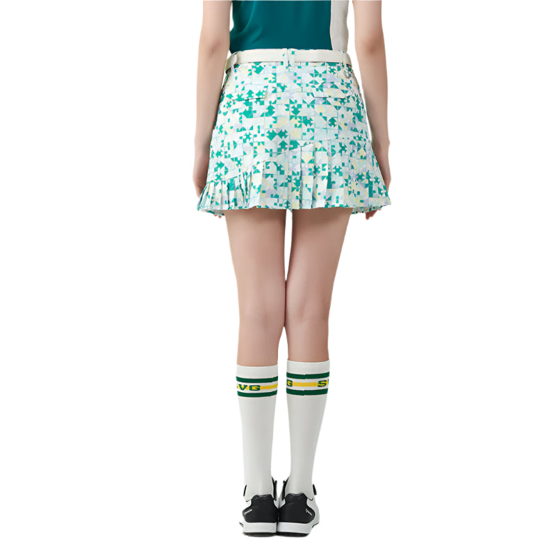 SVG Blue & Green Plaid Print Pleated Skirt