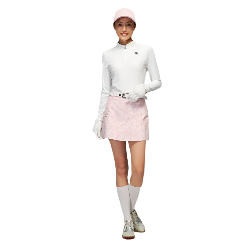 SVG Golf Pink Rose Print Skirt with Pockets