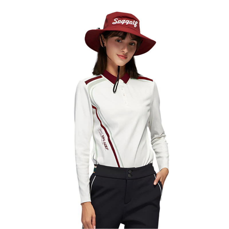 SVG Golf Women's Printed Long Sleeve Lapel Polo Shirt