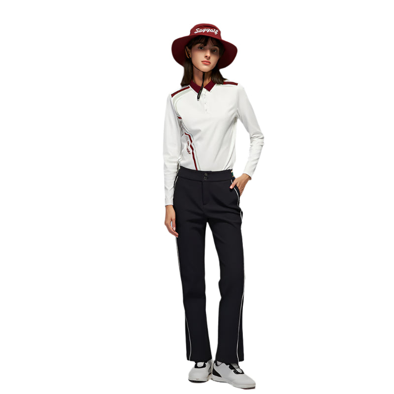 SVG Golf Women's Printed Long Sleeve Lapel Polo Shirt