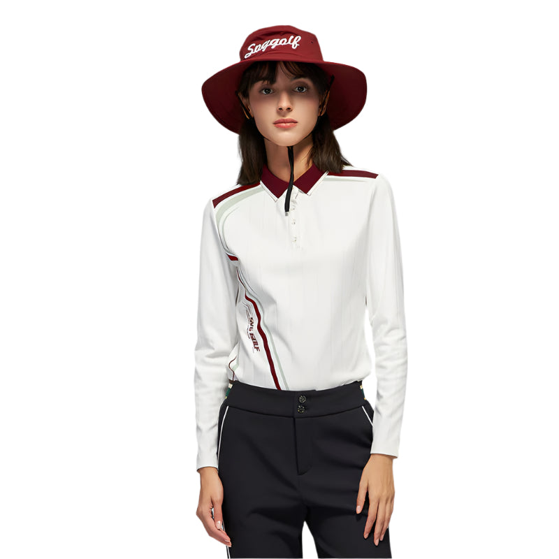 SVG Golf Women's Printed Long Sleeve Lapel Polo Shirt