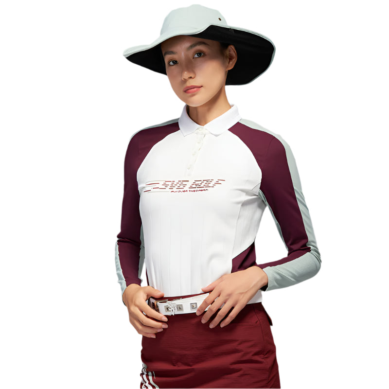 SVG Golf Women's Colorblock Long Sleeve Lapel Polo Shirt