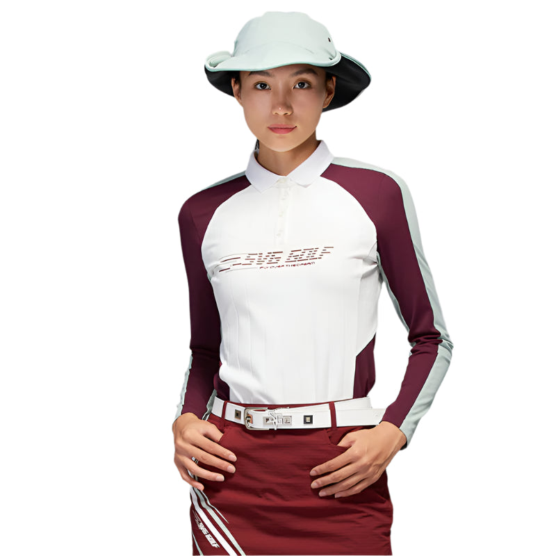 SVG Golf Women's Colorblock Long Sleeve Lapel Polo Shirt