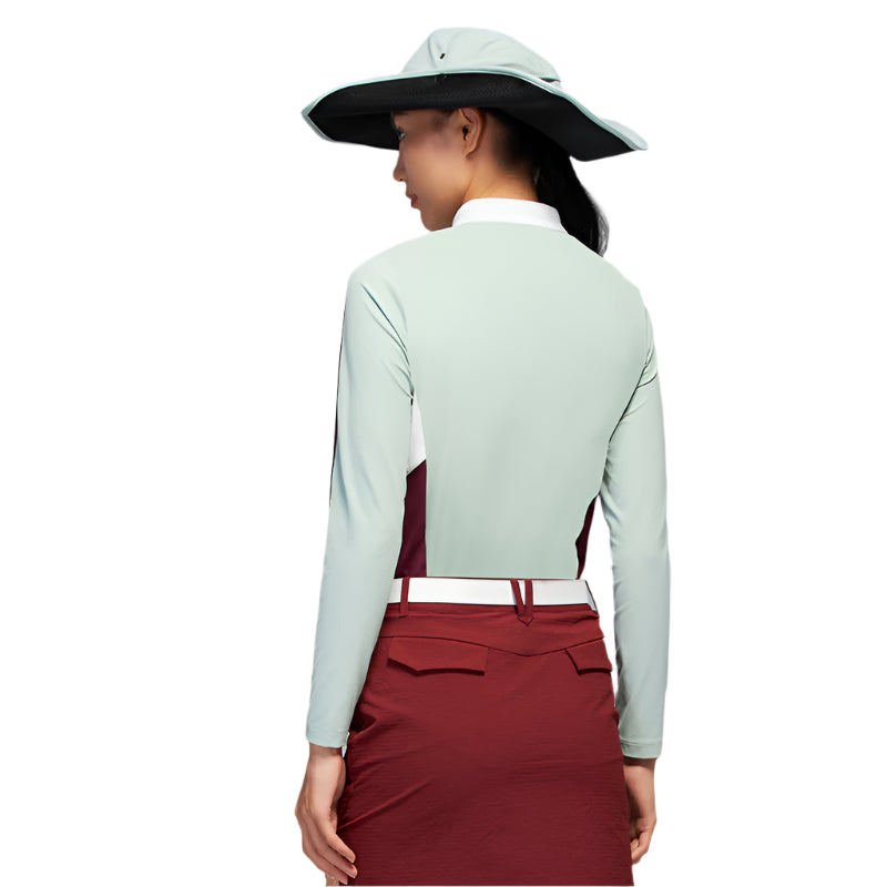 SVG Golf Women's Colorblock Long Sleeve Lapel Polo Shirt