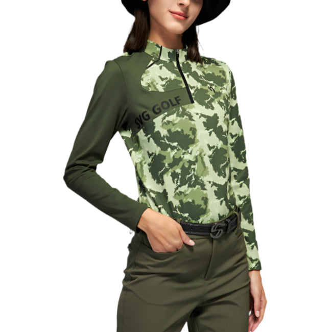 SVG Women's Camouflage Print Colorblock Long Sleeve T-Shirt