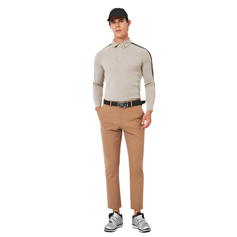 SVG Golf Men's Contrast Color Stitching Long Sleeve Polo Shirt