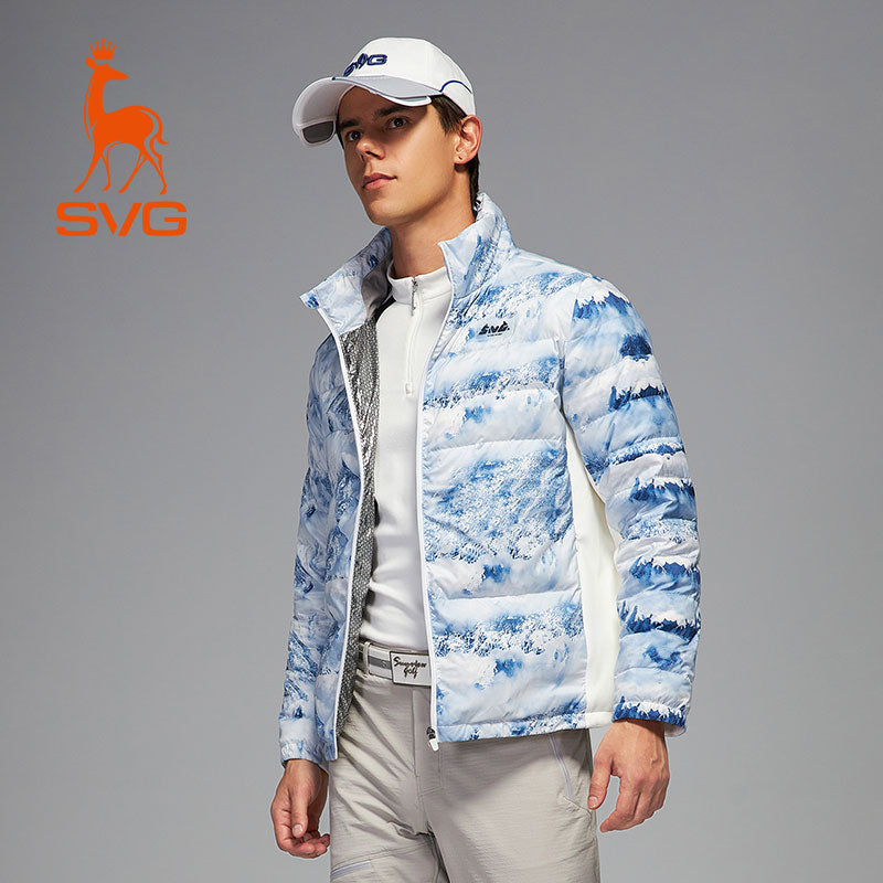 SVG Golf Men's Print Stand Collar Down Jacket
