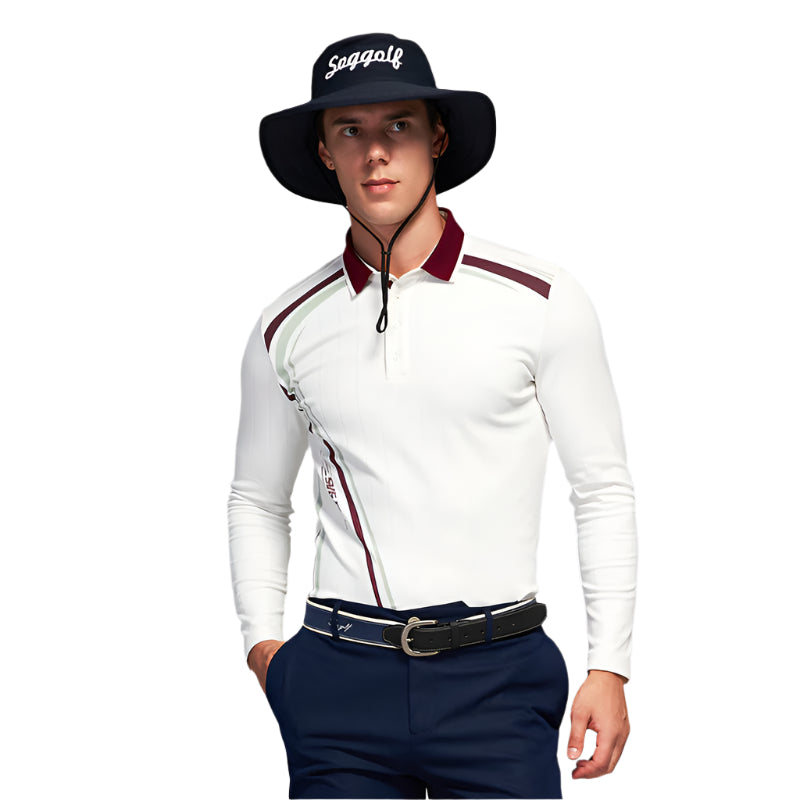 SVG Golf Men's Printed Long Sleeve Lapel Polo Shirt