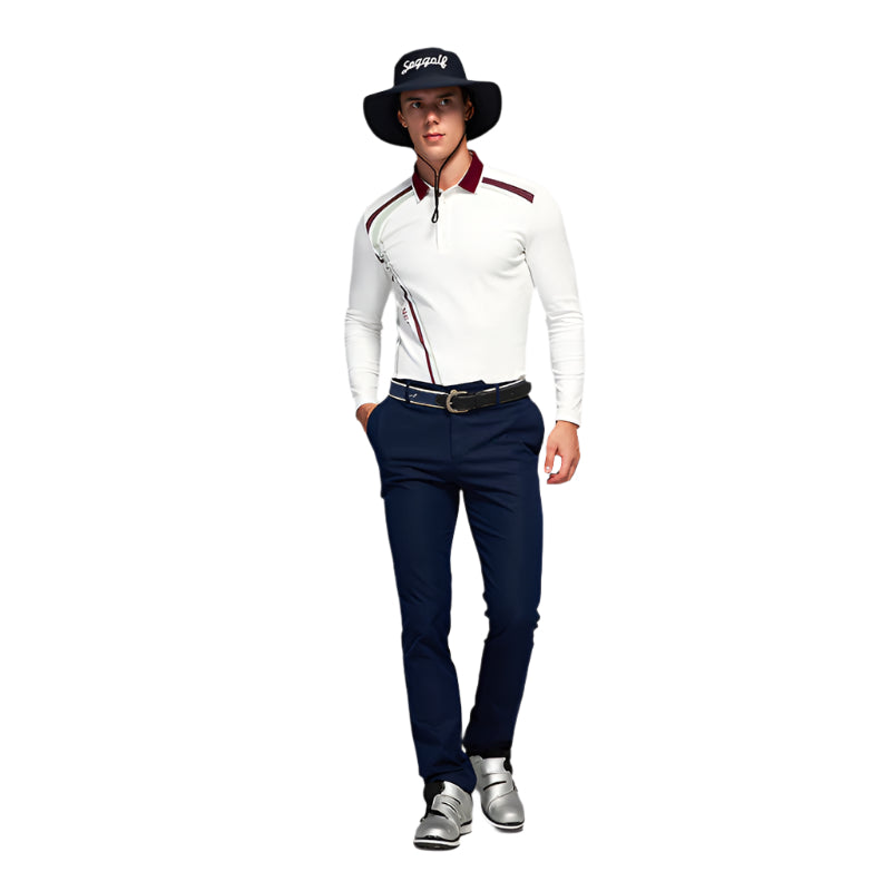 SVG Golf Men's Printed Long Sleeve Lapel Polo Shirt