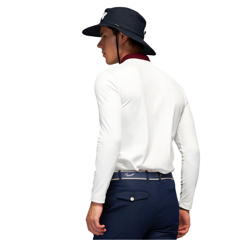 SVG Golf Men's Printed Long Sleeve Lapel Polo Shirt