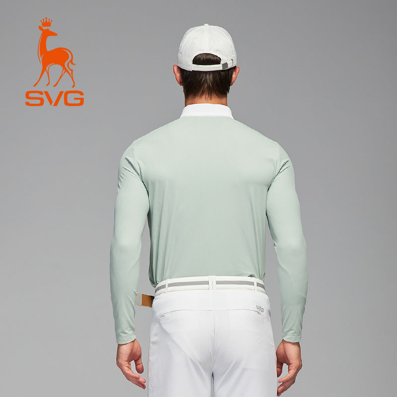 SVG Golf Men's Printed Long Sleeve Lapel Polo Shirt
