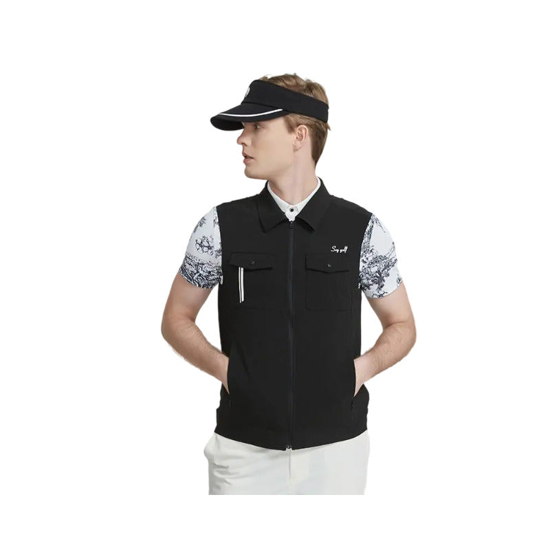 SVG Golf Men's Black Zip Collar Vest