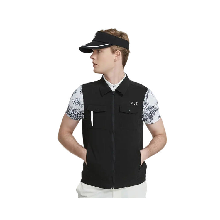 SVG Golf Men's Black Zip Collar Vest