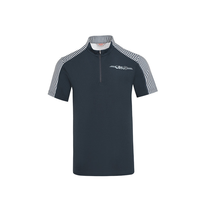SVG Golf Men's Stand Collar Navy Short Sleeve T-Shirt