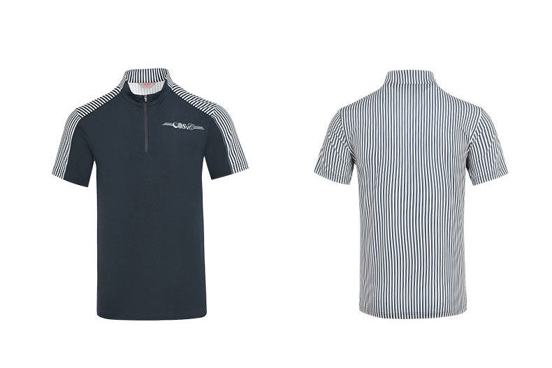 SVG Golf Men's Stand Collar Navy Short Sleeve T-Shirt