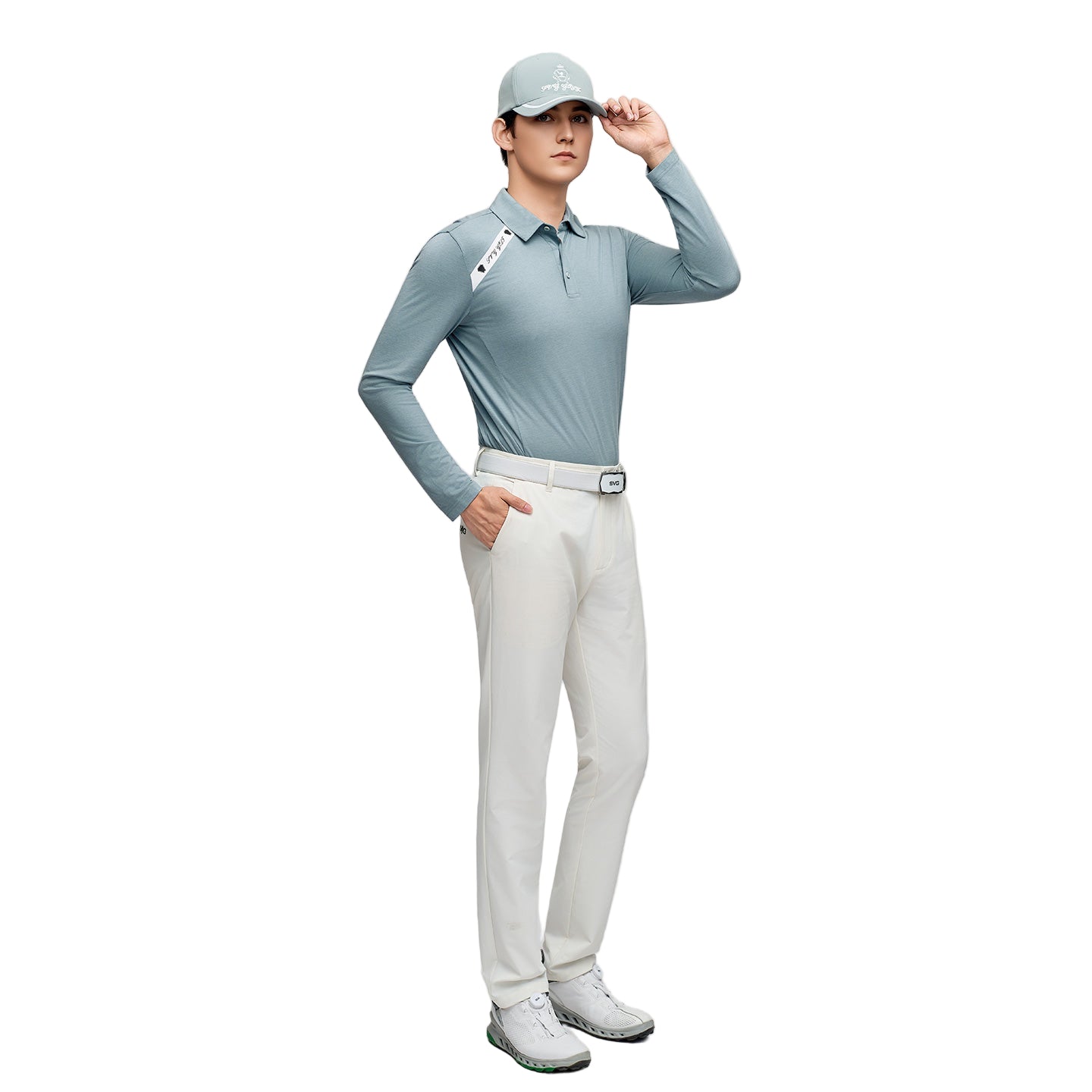 SVG Golf Men's Colorblock Zip Stand Collar Long Sleeve T-Shirt