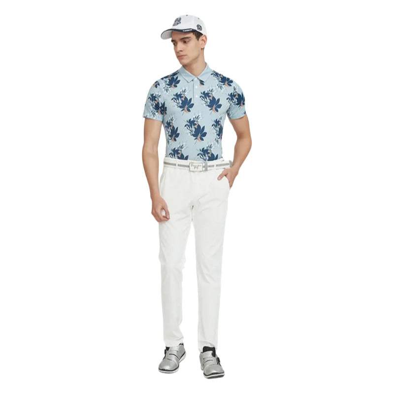 SVG Golf Men's Blue Tropical Print Polo T-Shirt