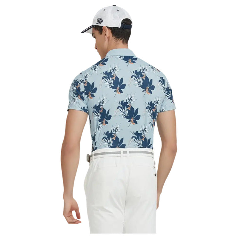 SVG Golf Men's Blue Tropical Print Polo T-Shirt