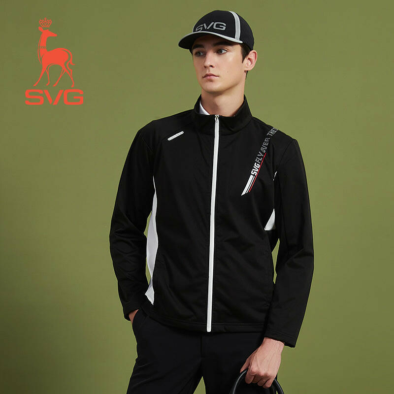 SVG Golf 23 Autumn and Winter Men's New Black-And-White Jacket Zipper Windbreaker L