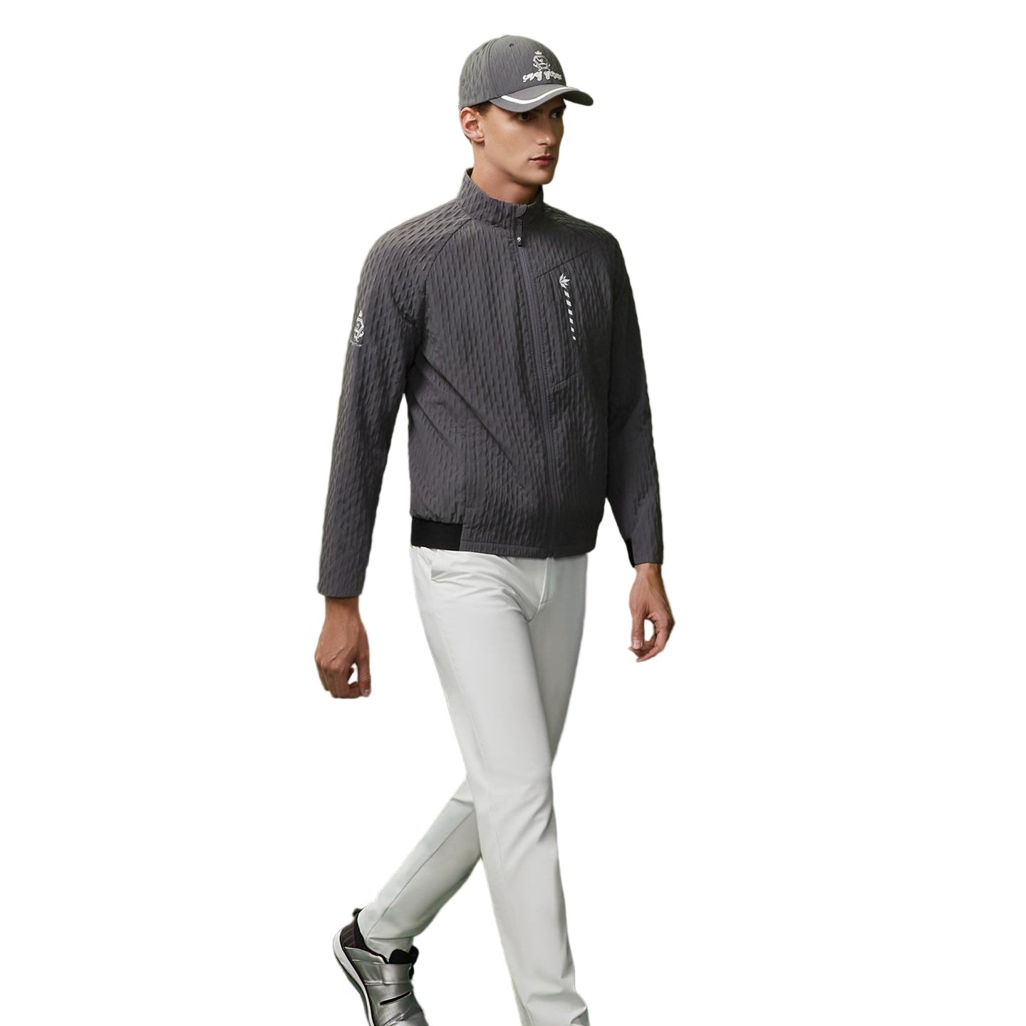 SVG Golf Men's Textured Slim Fit Zip-Up Sport Jacket