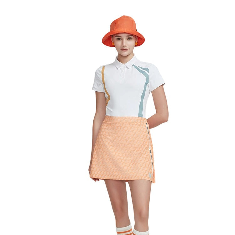 SVG Golf Women's Contrast Color Print Short Sleeve Polo Shirt