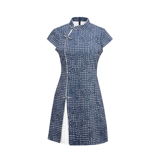 SVG Golf Women's Navy Printed Cheongsam Dress