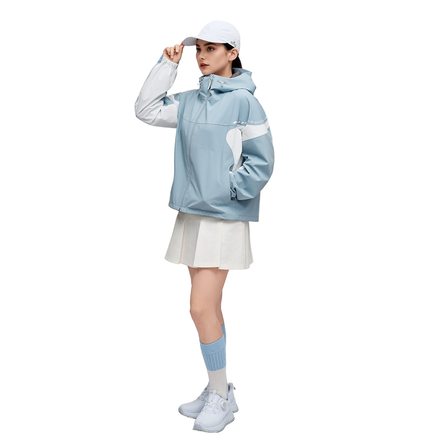 SVG Golf Women's Waterproof Light Blue Hooded Raincoat Sport Jacket