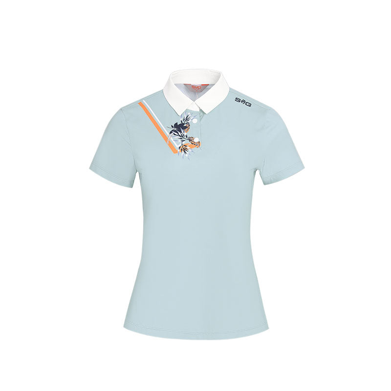 SVG Golf Women's Blue Tropical Print T-Shirt