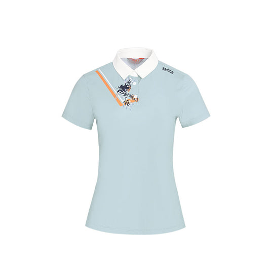 SVG Golf Women's  Blue Tropical Print T-Shirt