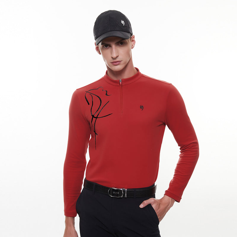 SVG Golf Men's Volcanic Rock Long Sleeve Stand Collar T-Shirt