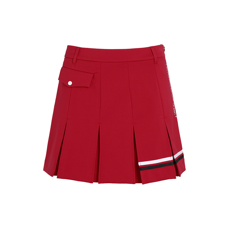 SVG Golf Women's Red Striped Printed Pleated Skort